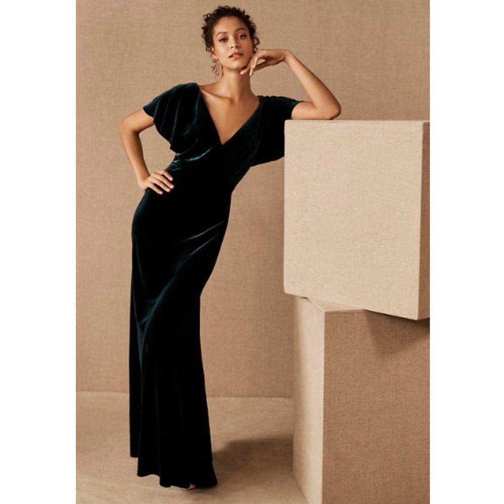 New BHLDN x Jenny Yoo Ellis Velvet Open Back Dress sz 14